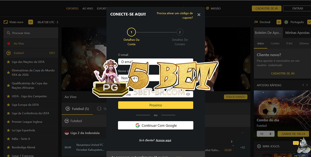 5 bet registrar